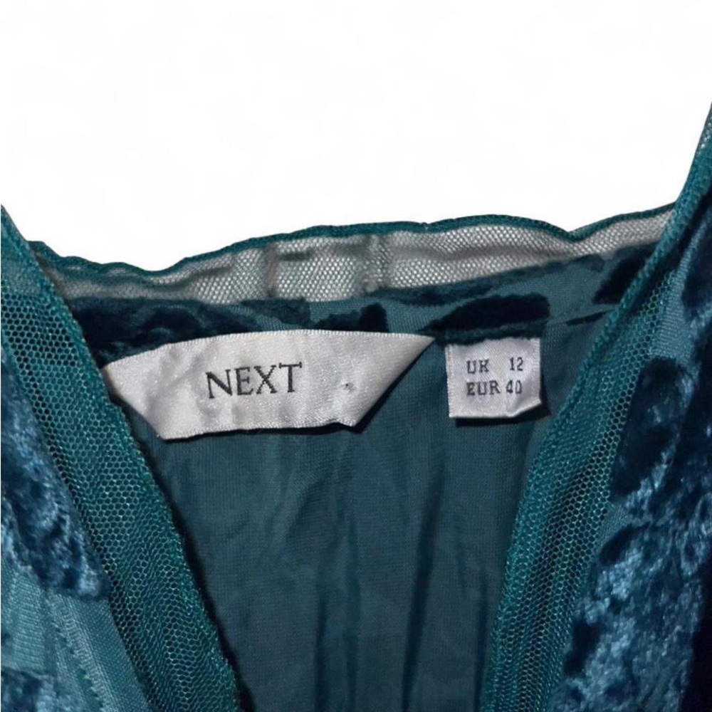 Next Euro Teal velvet cami tiered top with gold trim, sequins and ruffles - Picture 4 of 4